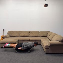 Tan / Light Brown Sectional Couch *Comfy af* - Can Deliver
