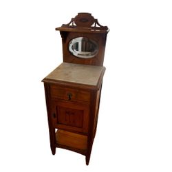 Vintage 19th Century Art Nouveau Bedside Table with Mirror in  Mahogany 