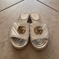 Gucci Leather Espadrille Sandals (White, Size 4) $65