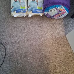 2 pacs of diapers and sleeping bag