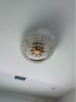 Vintage Inspired Crystal Flush Mount Chandelier – Hollywood Regency Style