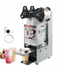 Shop VEVOR Semi-automatic Cup Sealing Machine 300-500 Cup per Hour 90/95 mm Cup Diameter Tea Cup Sealer Machine with Control Panel