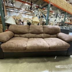 Brown Mixed Material Contemporary Couch
