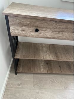 Industrial X-Frame Console Table with Drawer