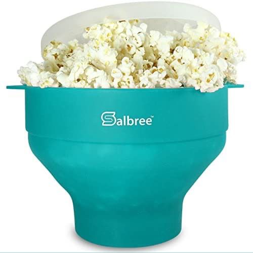 Original Salbree Microwave Popcorn Popper, Silicone Popcorn Maker, Collapsible Bowl - The Most Colors Available (Aqua)