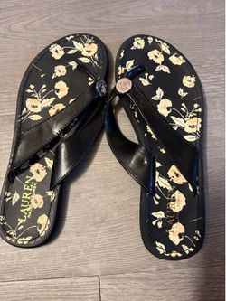 Lauren Ralph Lauren Floral Flip Flops - Size 38