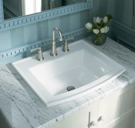 Archer Drop-In Vitreous China Bathroom Sink in White with Overflow Drain