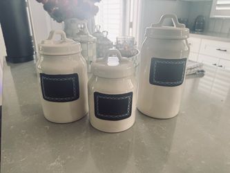 White Ceramic Canister Set of 3