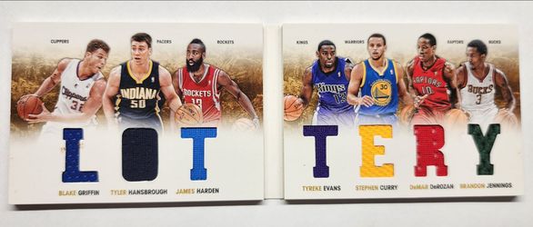 2012-13 Panini Preferred Lottery Jersey of Stephen Curry, James Harden, Griffin and DeRozan 122/199