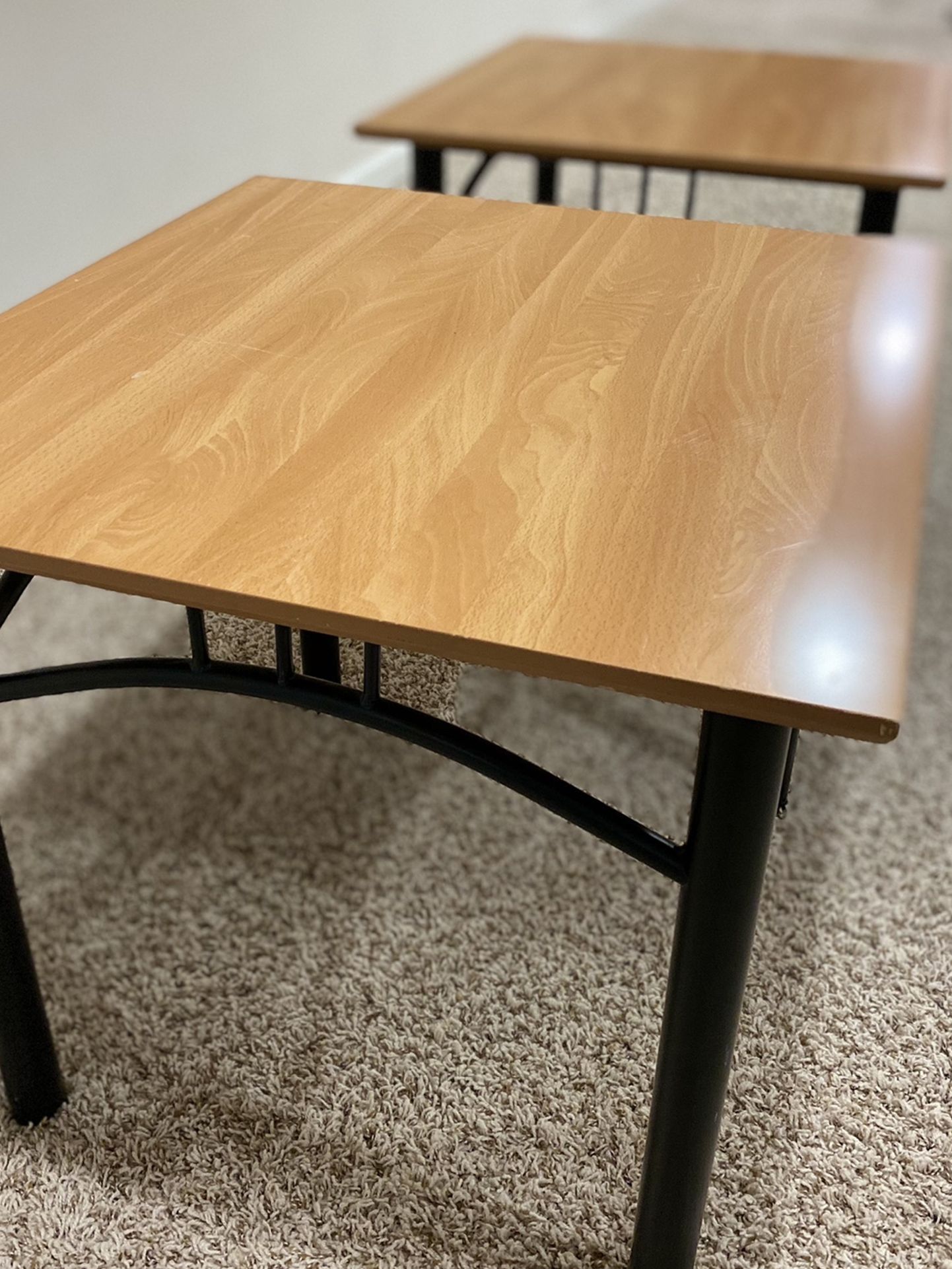 2 Wood Top Coffee Tables w/ Black Metal Base