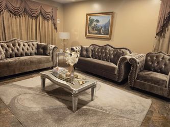 Tufted Velvet Chesterfield Sofa Set – 2 Pieces with 2 chairs