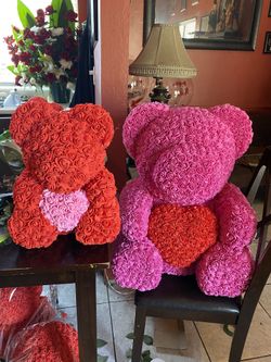Medium foam bear Red with pink Heart