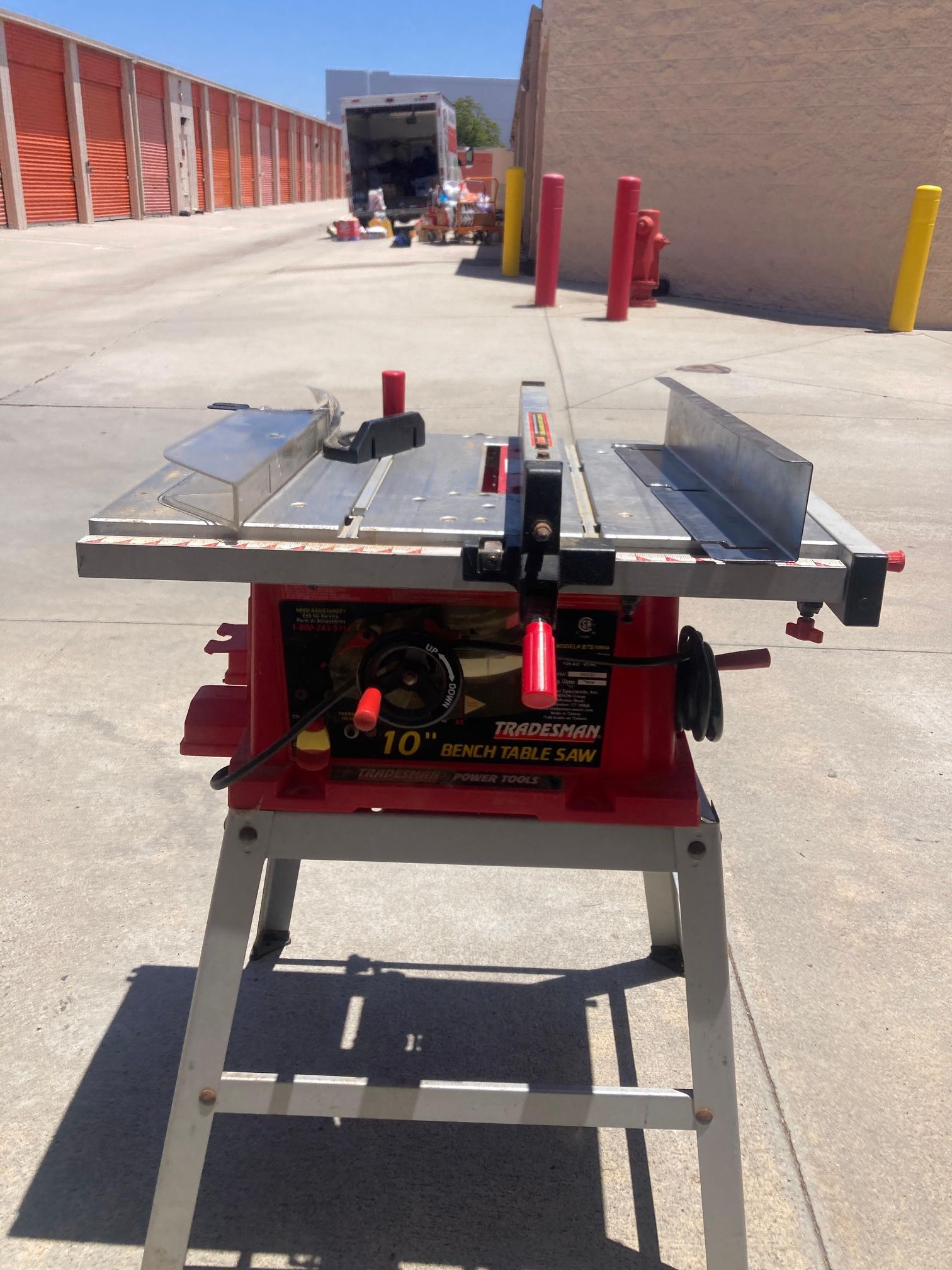 Tradesman 10” bench table saw 10 Inch 15A Multifunctional Saw with Stand & Push Stick, 90° Cross Cut & 0-45° Bevel Cut, 5000RPM, Adjustable Blade Heig