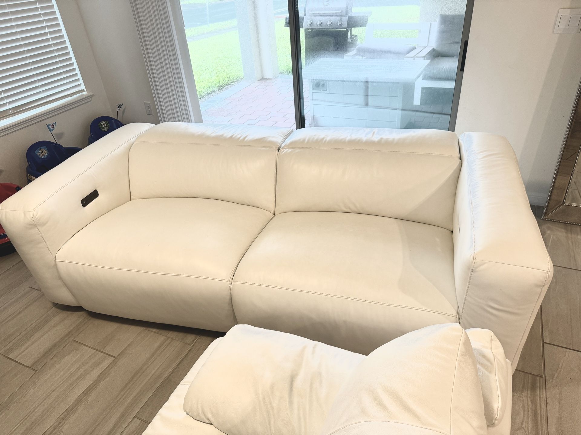 White Leather Recliner Sofa