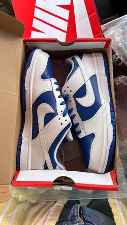New  Dunk Low Blue and White Sneakers