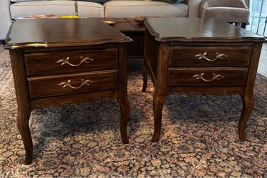 Pair of French Provincial Wood End Tables
