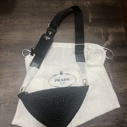 Prada Authentic Triangle crochet shoulder bag
