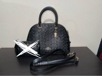 Coach (Brand) Katy Satchel Black/Gold Signature Leather top handle crossbody