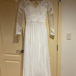 White A Line  Wedding Gown 