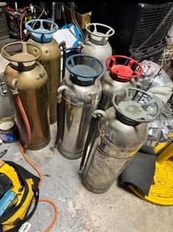 Man Cave Collection 6 Empty Antique Extinguishers