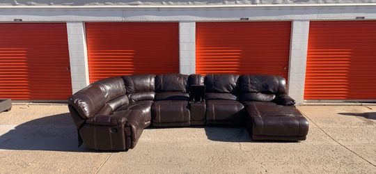 FREE Delivery & Setup – Oversized Brown Leather Reclining Sectional | Second Chance Sofas LLC