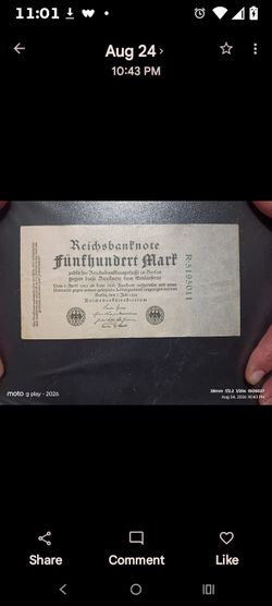 3 very old Bills - very old Money - early 1900s and pre-WW2 German money!!