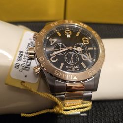 MEN'S BRAND NEW BIG FACE LUXURY GOLD & SILVER TONE 100% AUTHENTIC INVICTA CHRONOGRAPH WATCH.