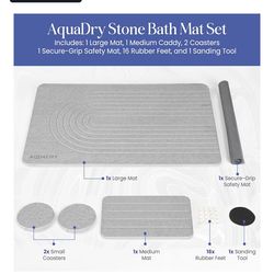 AquaDry Stone Bath Mat - Diatomaceous Stone Shower Mat, Ultra-Absorbent
