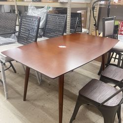 60" Wood Dining Table in Acorn Brown, New