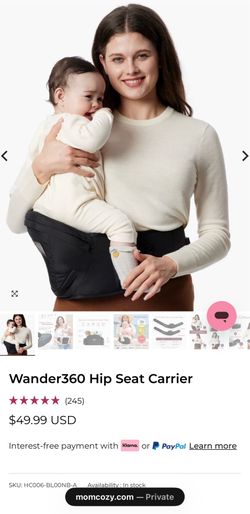 Momcozy Hip Seat Carrier - 0-12 Months: Cotton Material, 30lb Max Capacity