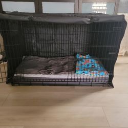 Explore Land Dog Crate Cover Heavy Duty Polyester Pet Kennel Sunshade Universal Fit for 48 inches Wire Cage (Black)