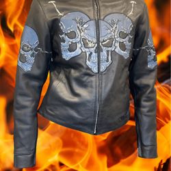 Women’s Reflective skull Jacket Sz S