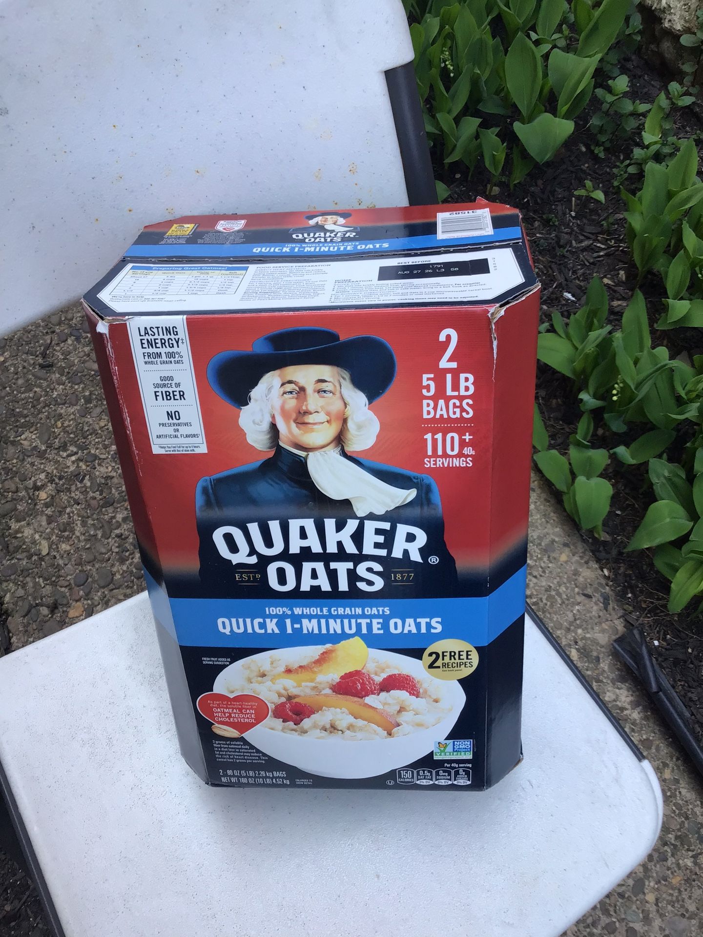 quaker oats quick 1 minute oats 2-5 lb bags 2 free recipes good till 2-27-26 New