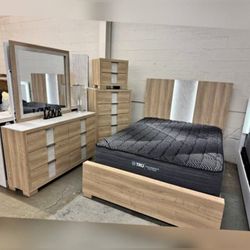 5 Pieces King and Queen Bedroom Set 