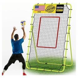 7x4 FT Volleyball Rebounder Net, 5-Angle Adjustable with Steel Frame & High-Tension PE Netting, for Lacrosse, Baseball, Soccer Practice Perfect for Se