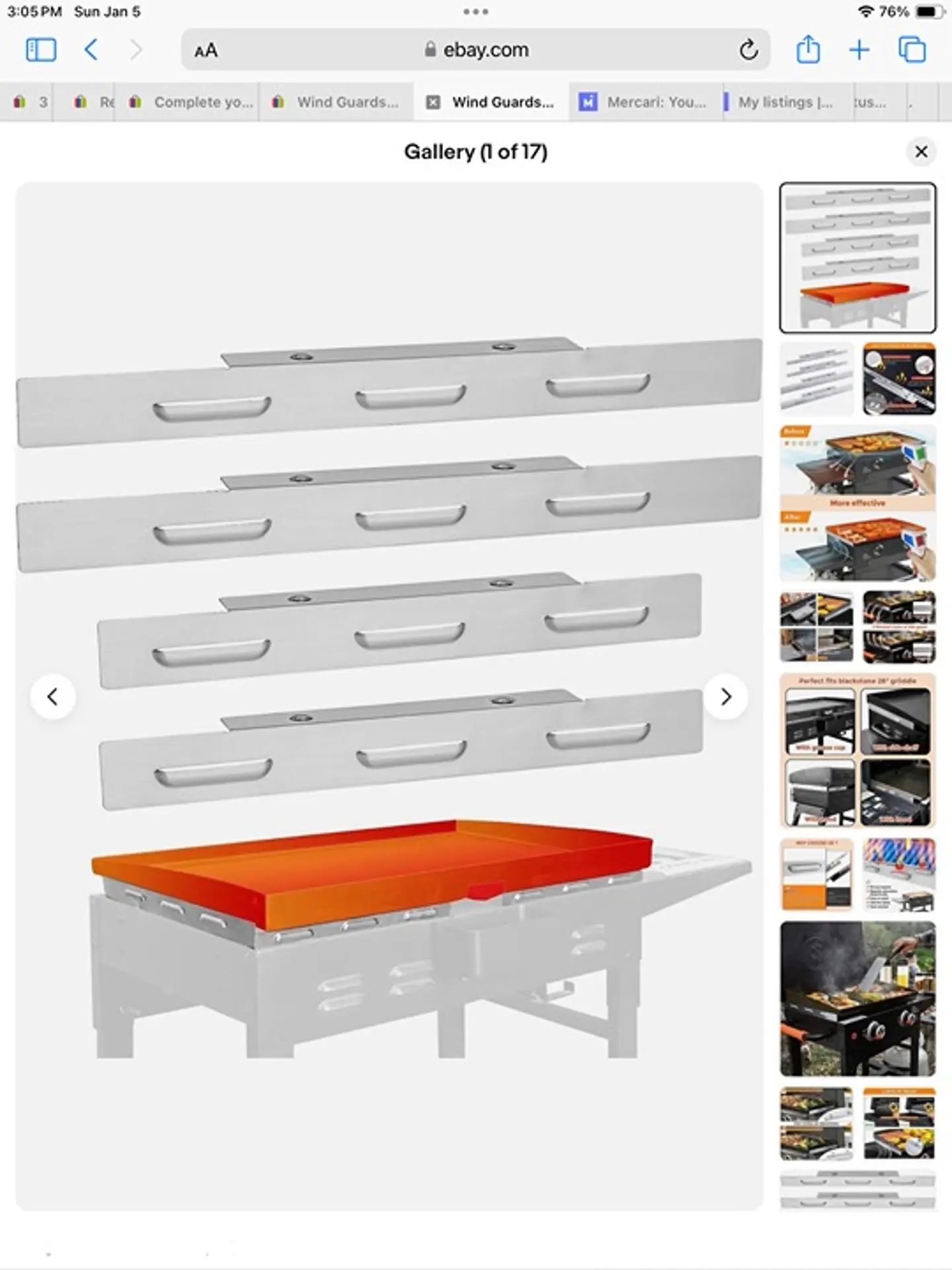 Wind Guards for 17” Blackstone Griddle Wind Screen