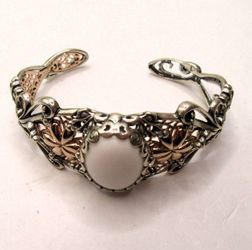 Relios-Carolyn Pollack Mixed Metal Cuff Bracelet with White Agate