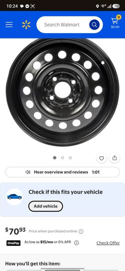 Black Steel Wheel Rim for 2007-2013 Toyota Yaris $50