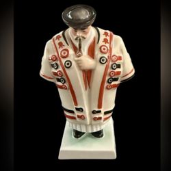 Vintage Herend Porcelain Figurine Hungary Robed Man Smoking His Pipe