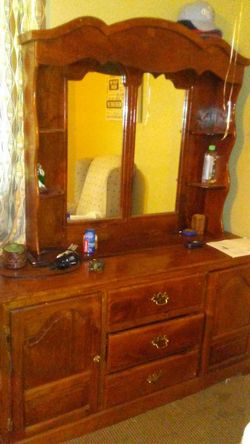 Dresser and mirror with night stands