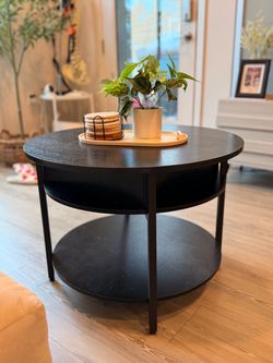 Round Black Lift-Top Coffee Table