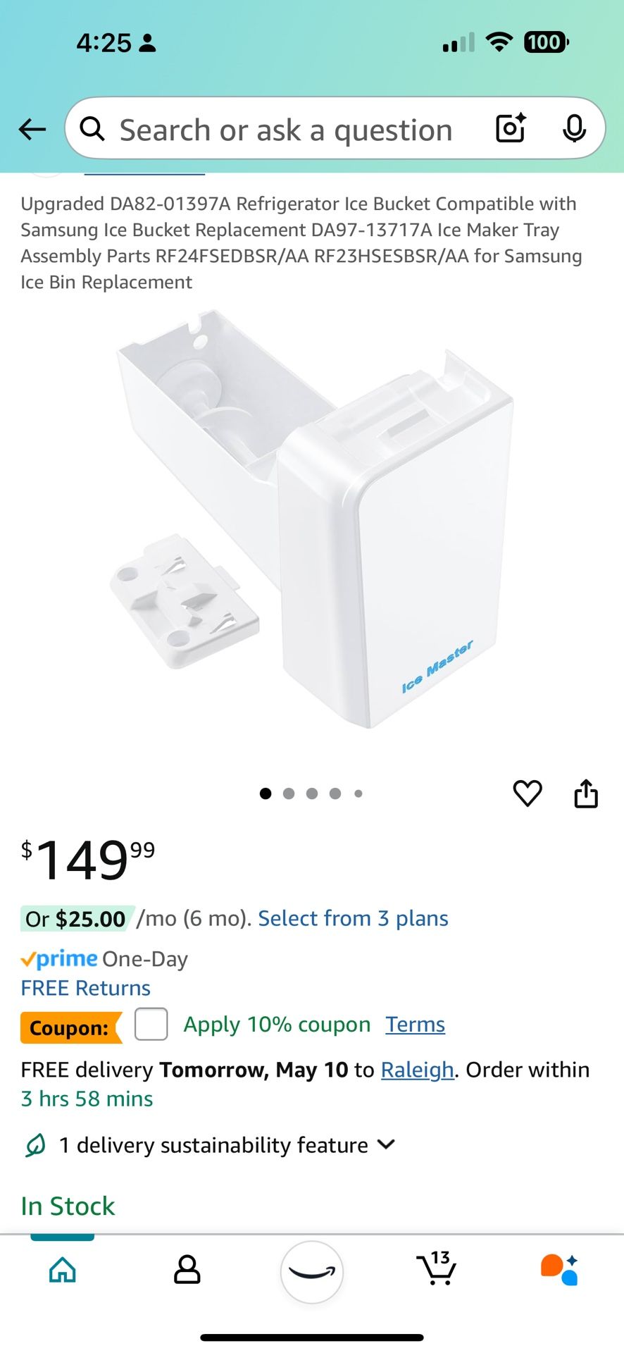 Upgraded DA82-01397A Refrigerator Ice Bucket Compatible with Samsung Ice Bucket Replacement DA97-13717A Ice Maker Tray Assembly Parts RF24FSEDBSR/AA R