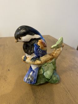 OOAK STANGL Pottery #3811 Chestnut Chickadee Initialed Bird Figure NO FOLIAGE