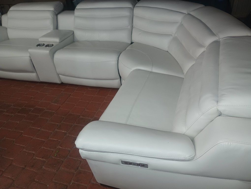 SECTIONAL GENUINE LEATHER RECLINER ELECTRIC WHITE COLOR... DELIVERY SERVICE AVAILABLE ππ₯π₯β