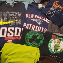 Mens XL LOT 8 SHIRTS (NIKE, ADIDAS, CELTICS, Red Sox Patriots) 