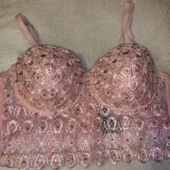 Pink Rhinestone corset SIZE S/M