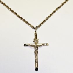 Solid Gold Cross Pendant Necklace 
