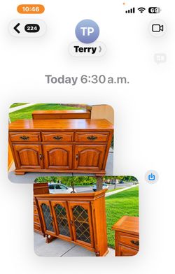 2 piece Vintage Hutch Warm Golden brown Wood finish