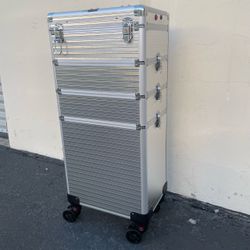 Rolling Makeup Case with LED Mirror , size:32” H 13.5” W 10” D