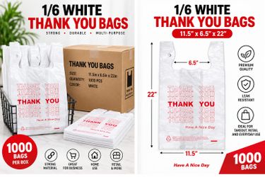 White Thank You Plastic Bags 1000 Pack